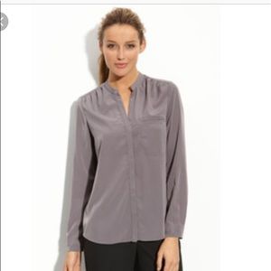 Pleione gray covered button blouse